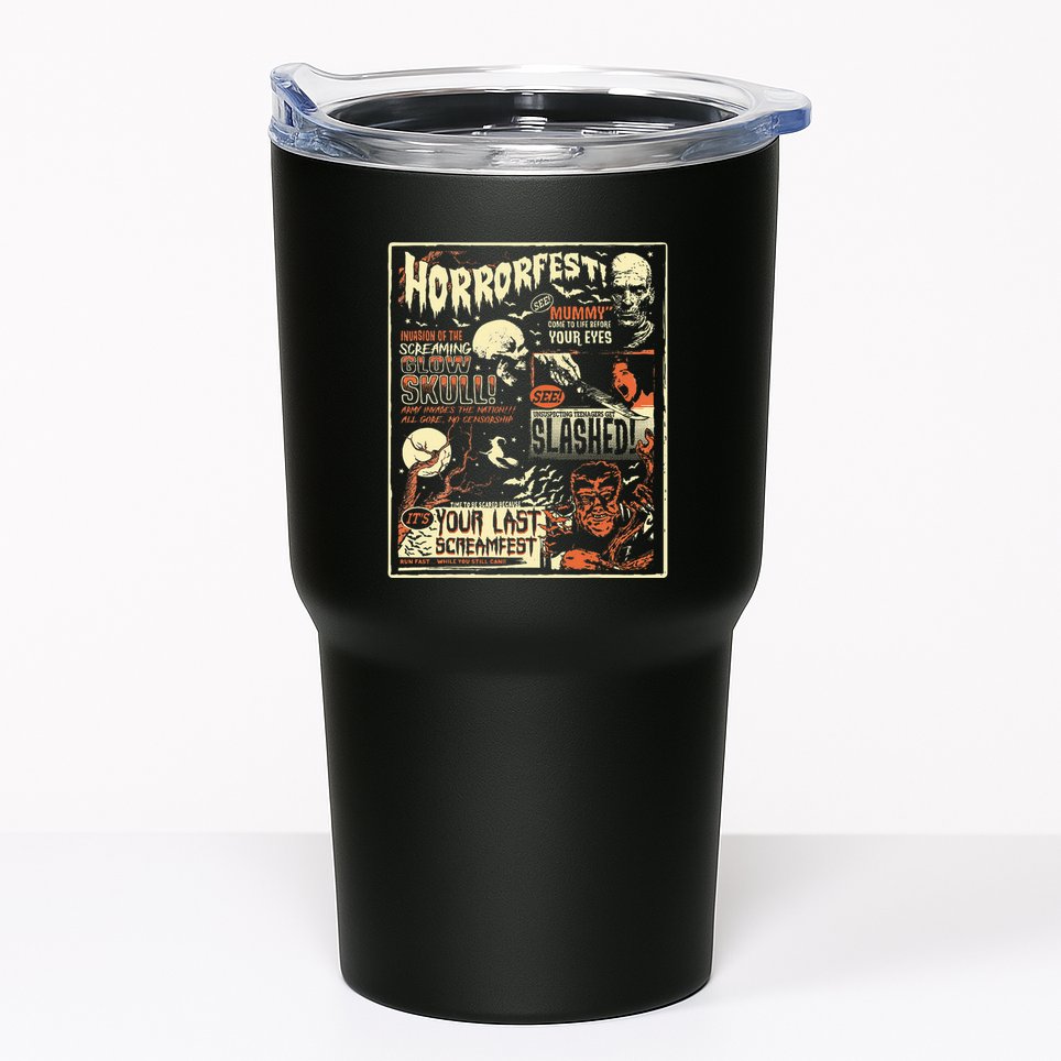 Vintage Horrorfest Movie Poster Terror Old Time Halloween Tumbler