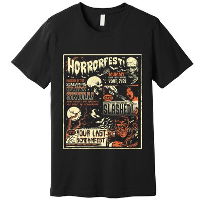 Vintage Horrorfest Movie Poster Terror Old Time Halloween Premium T-Shirt