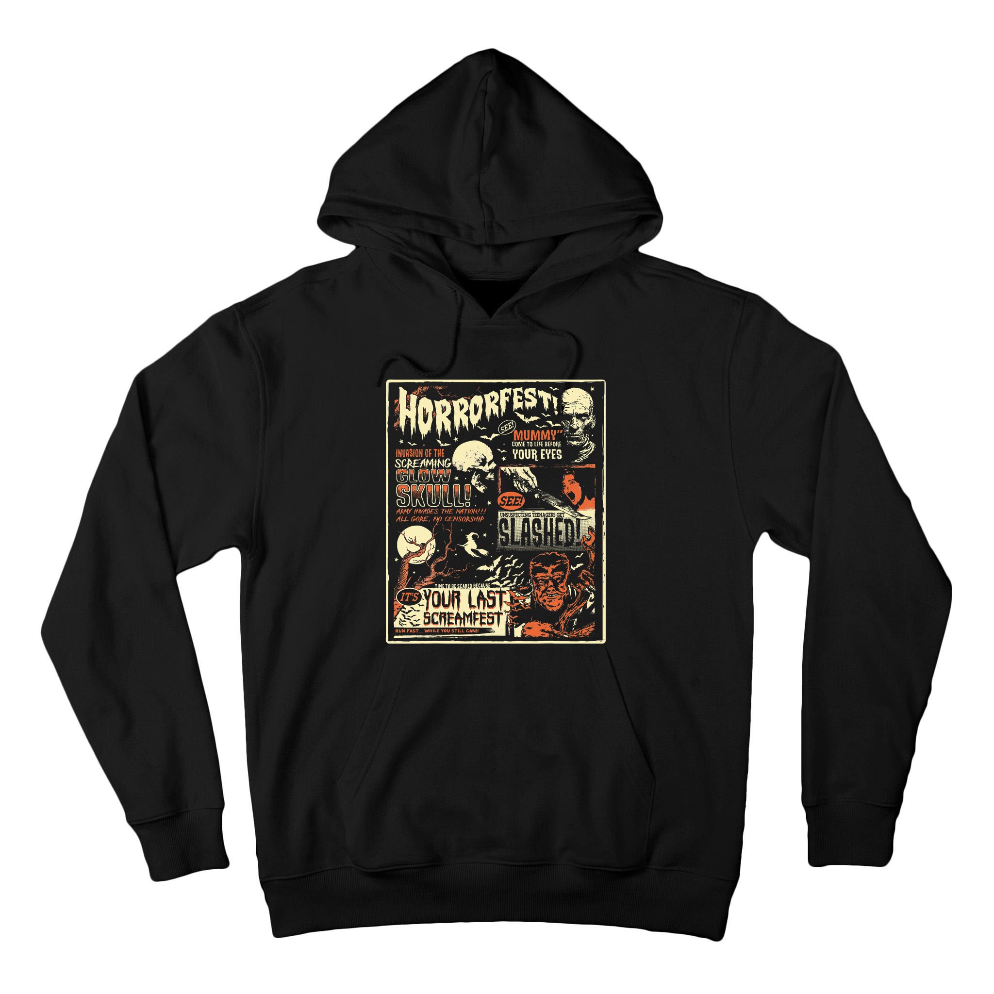 Vintage Horrorfest Movie Poster Terror Old Time Halloween Tall Hoodie