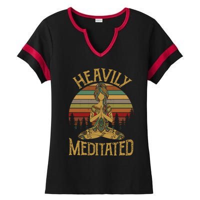 Vintage Heavily Meditated Yoga Meditation Spiritual Warrior Gift Ladies Halftime Notch Neck Tee