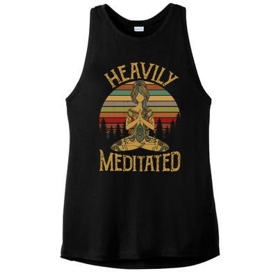 Vintage Heavily Meditated Yoga Meditation Spiritual Warrior Gift Ladies PosiCharge Tri-Blend Wicking Tank