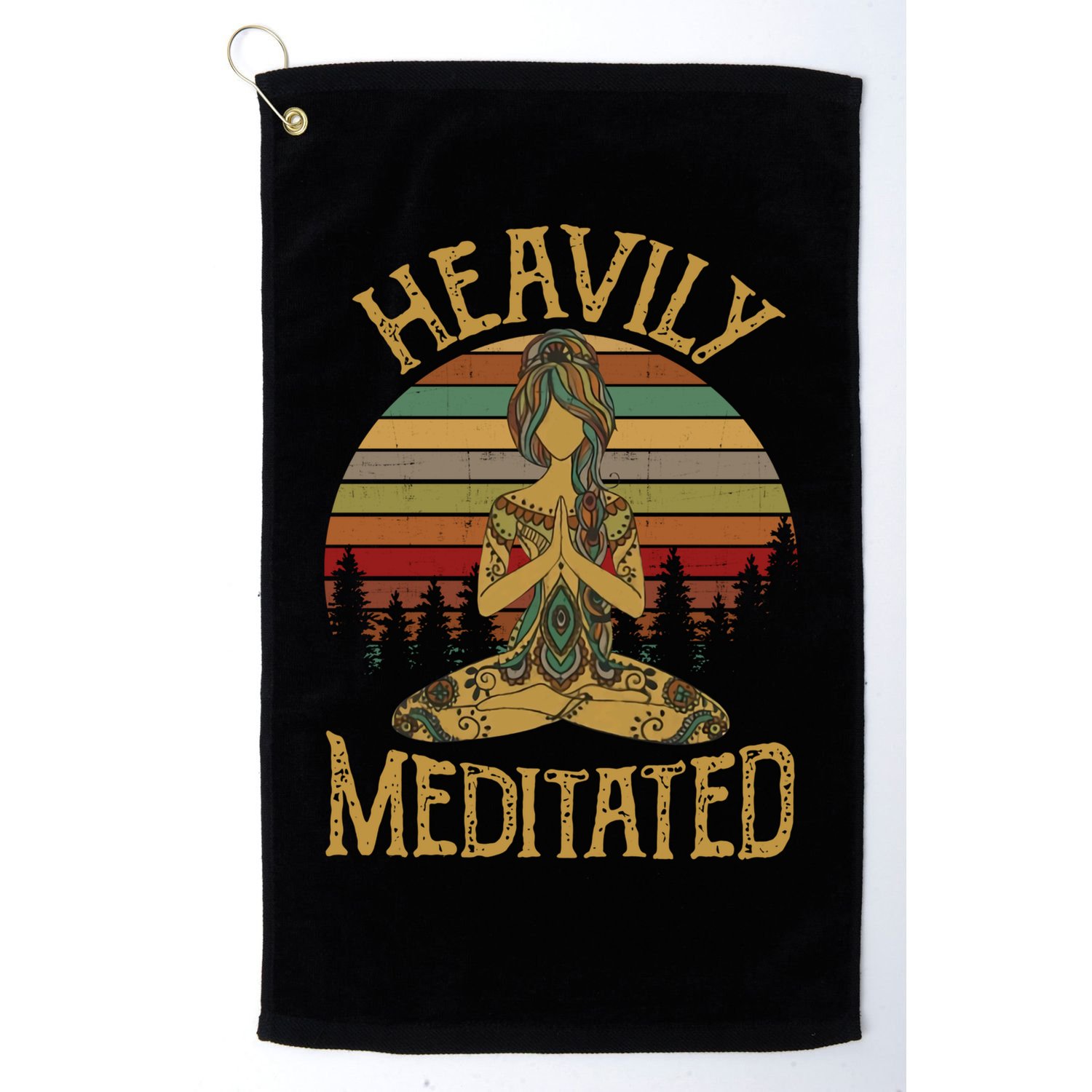 Vintage Heavily Meditated Yoga Meditation Spiritual Warrior Gift Golf Towel