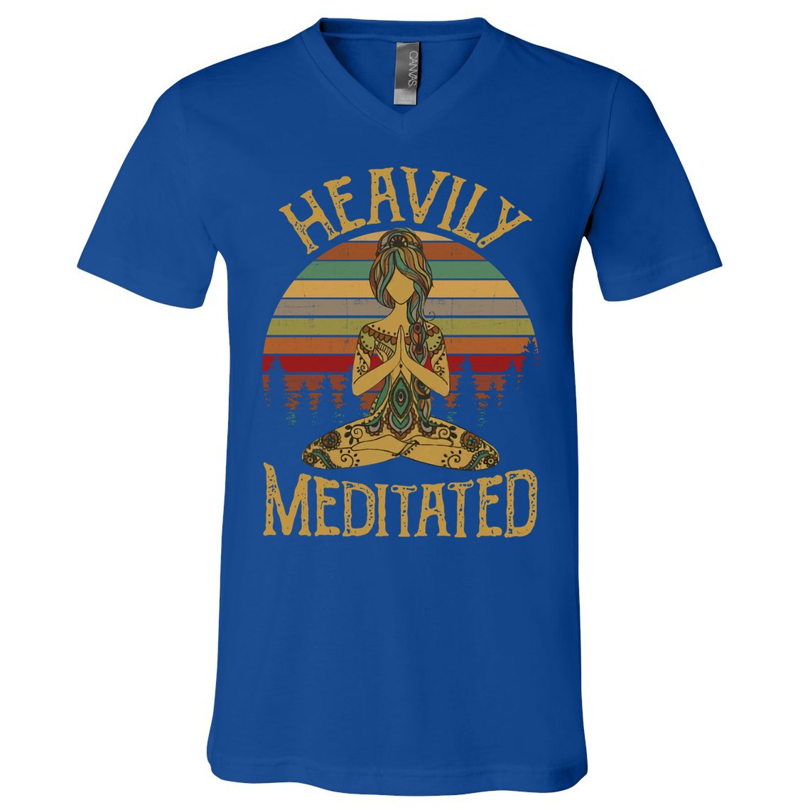 Vintage Heavily Meditated Yoga Meditation Spiritual Warrior Gift V-Neck T-Shirt