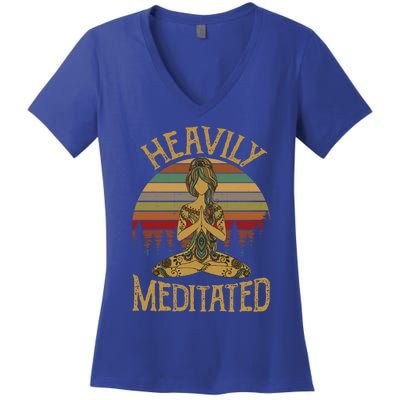 Vintage Heavily Meditated Yoga Meditation Spiritual Warrior Gift Women's V-Neck T-Shirt