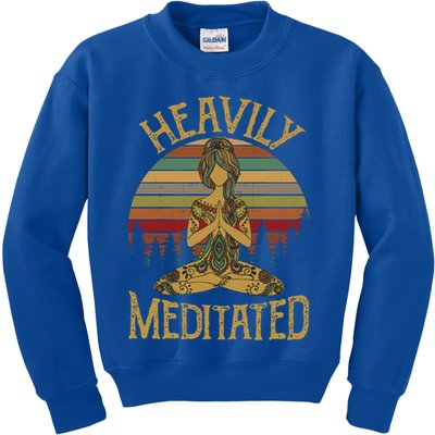 Vintage Heavily Meditated Yoga Meditation Spiritual Warrior Gift Kids Sweatshirt