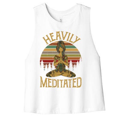 Vintage Heavily Meditated Yoga Meditation Spiritual Warrior Gift Women's Racerback Cropped Tank