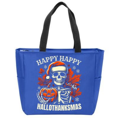 Vintage Halloween Merry Christmas Happy Hallothanksmas Great Gift Zip Tote Bag