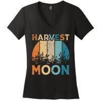 Vintage Harvest Moon Women Autumn Fall Women's V-Neck T-Shirt