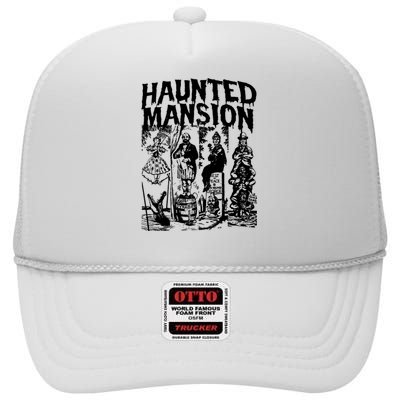 Vintage Haunted Mansion Halloween Ghost High Crown Mesh Back Trucker Hat