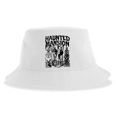 Vintage Haunted Mansion Halloween Ghost Sustainable Bucket Hat