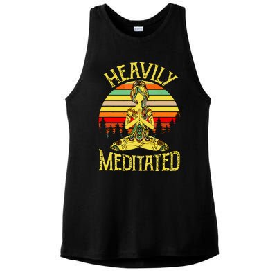 Vintage Heavily Meditated Yoga Meditation Spiritual Warrior Ladies PosiCharge Tri-Blend Wicking Tank