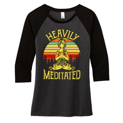 Vintage Heavily Meditated Yoga Meditation Spiritual Warrior Women's Tri-Blend 3/4-Sleeve Raglan Shirt