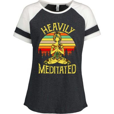 Vintage Heavily Meditated Yoga Meditation Spiritual Warrior Enza Ladies Jersey Colorblock Tee