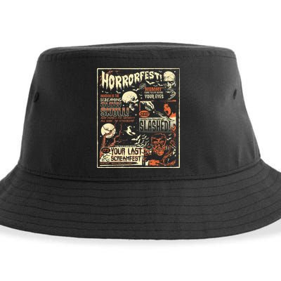 Vintage Horrorfest Movie Poster Terror Old Time Halloween Sustainable Bucket Hat