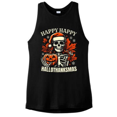 Vintage Halloween Merry Christmas Happy Hallothanksmas Gift Ladies PosiCharge Tri-Blend Wicking Tank