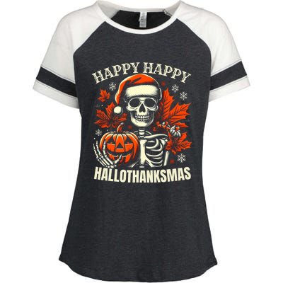 Vintage Halloween Merry Christmas Happy Hallothanksmas Gift Enza Ladies Jersey Colorblock Tee