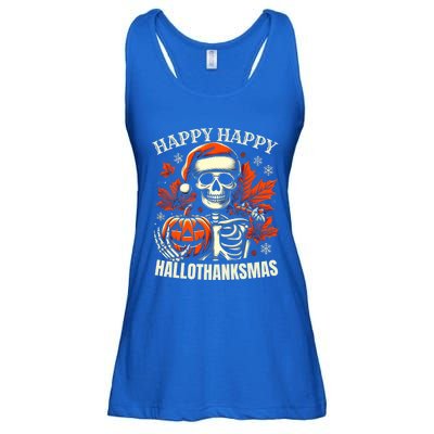 Vintage Halloween Merry Christmas Happy Hallothanksmas Gift Ladies Essential Flowy Tank