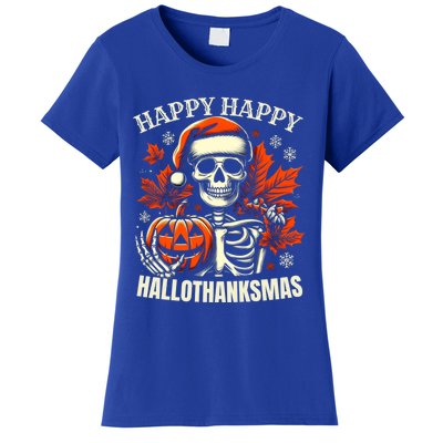 Vintage Halloween Merry Christmas Happy Hallothanksmas Gift Women's T-Shirt