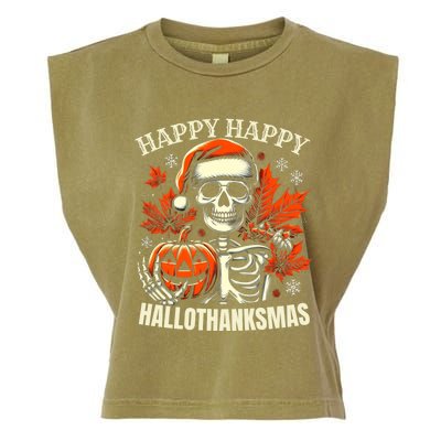 Vintage Halloween Merry Christmas Happy Hallothanksmas Gift Garment-Dyed Women's Muscle Tee