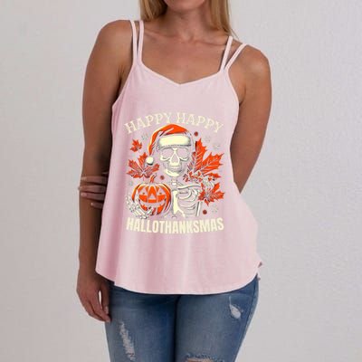 Vintage Halloween Merry Christmas Happy Hallothanksmas Gift Women's Strappy Tank