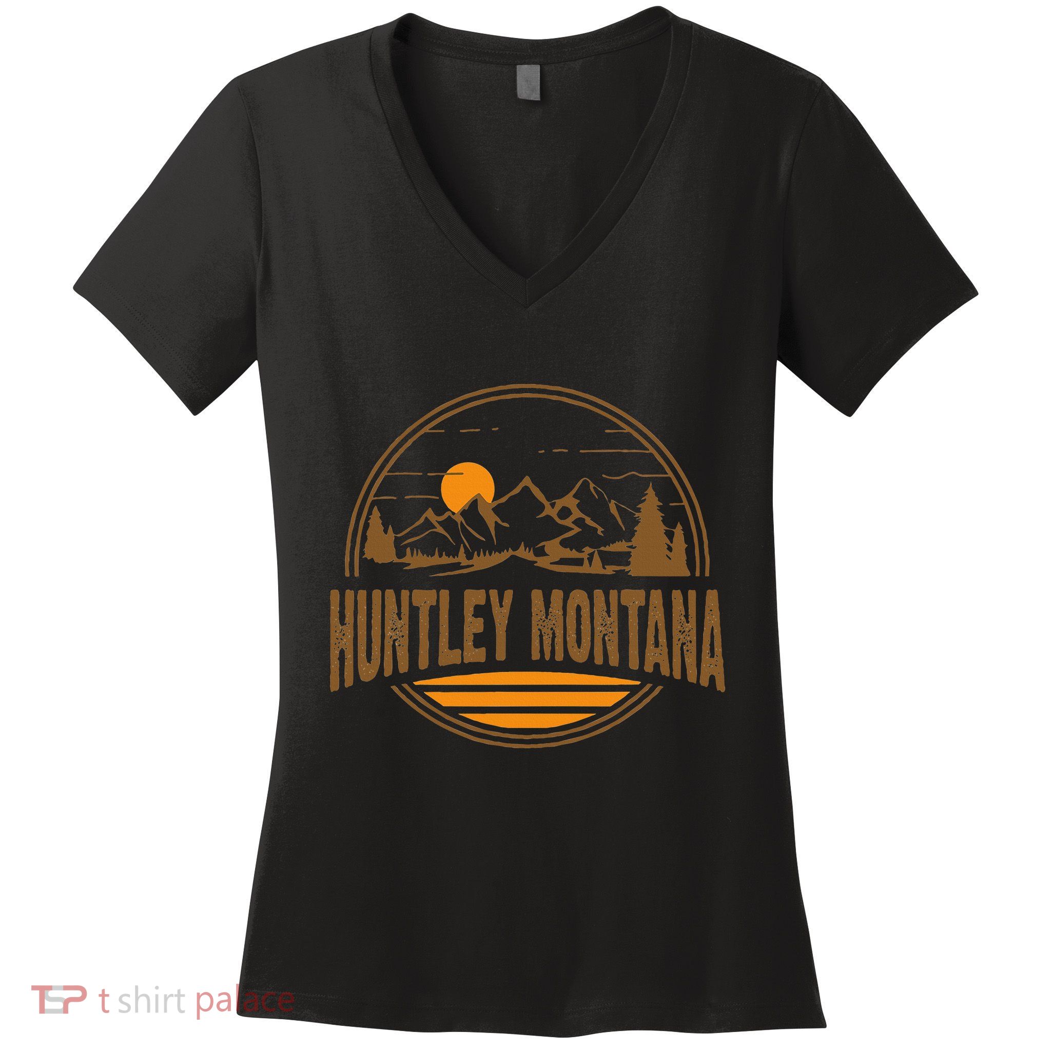 Vintage Huntley Montana Mountain Hiking Souvenir Women's V-Neck T-Shirt