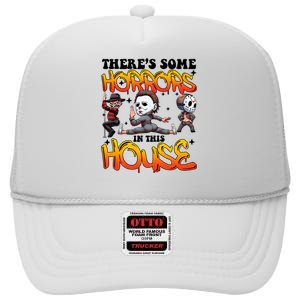 Voor Hees Myers Freddy Theres Some Horrors In This House Halloween Funny High Crown Mesh Back Trucker Hat