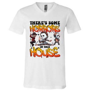 Voor Hees Myers Freddy Theres Some Horrors In This House Halloween Funny V-Neck T-Shirt