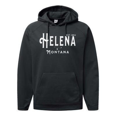 Visit Helena Montana Vintage Souvenir Design Performance Fleece Hoodie