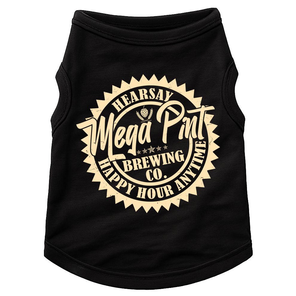 Vintage Hearsay Mega Pint Brewing Co Happy Hour Anytime Emblem Doggie Tank