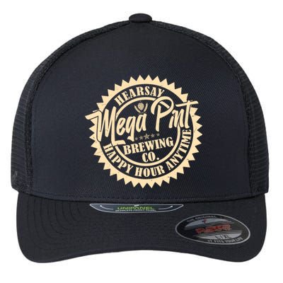 Vintage Hearsay Mega Pint Brewing Co Happy Hour Anytime Emblem Flexfit Unipanel Trucker Cap