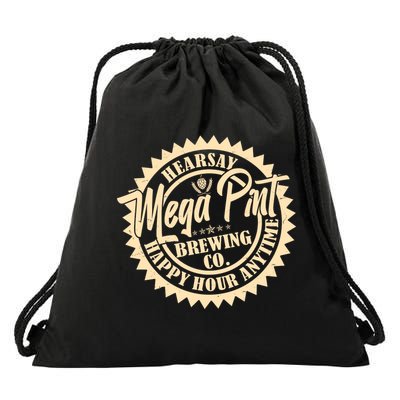 Vintage Hearsay Mega Pint Brewing Co Happy Hour Anytime Emblem Drawstring Bag