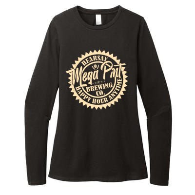 Vintage Hearsay Mega Pint Brewing Co Happy Hour Anytime Emblem Womens CVC Long Sleeve Shirt