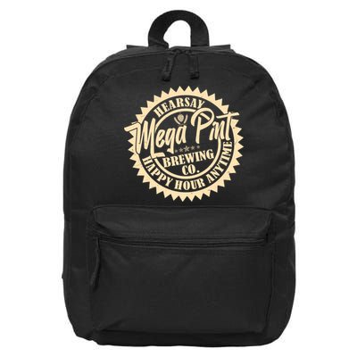 Vintage Hearsay Mega Pint Brewing Co Happy Hour Anytime Emblem 16 in Basic Backpack
