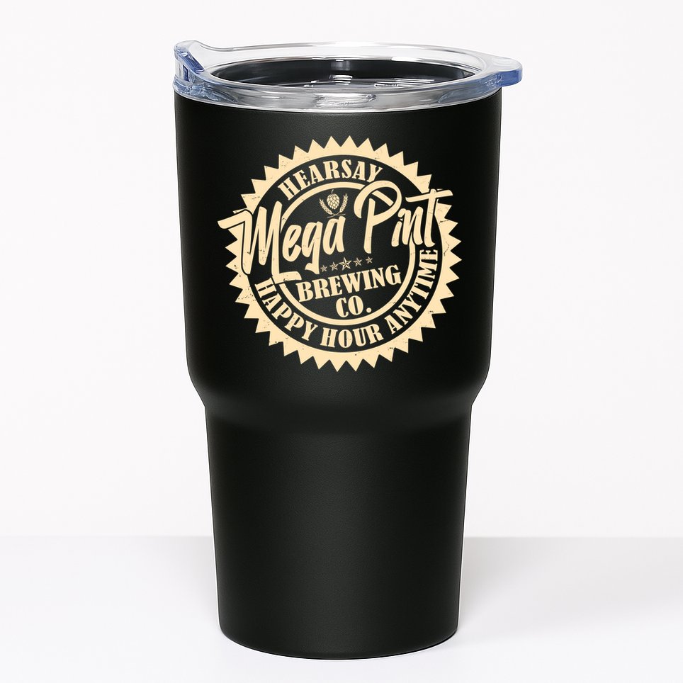 Vintage Hearsay Mega Pint Brewing Co Happy Hour Anytime Emblem Tumbler