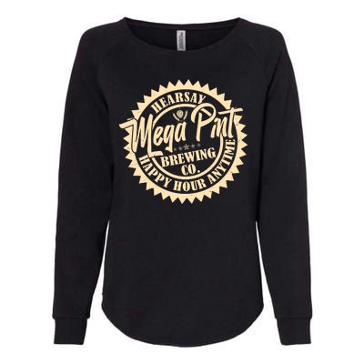 Vintage Hearsay Mega Pint Brewing Co Happy Hour Anytime Emblem Womens California Wash Sweatshirt