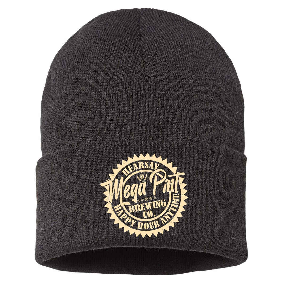 Vintage Hearsay Mega Pint Brewing Co Happy Hour Anytime Emblem Sustainable Knit Beanie