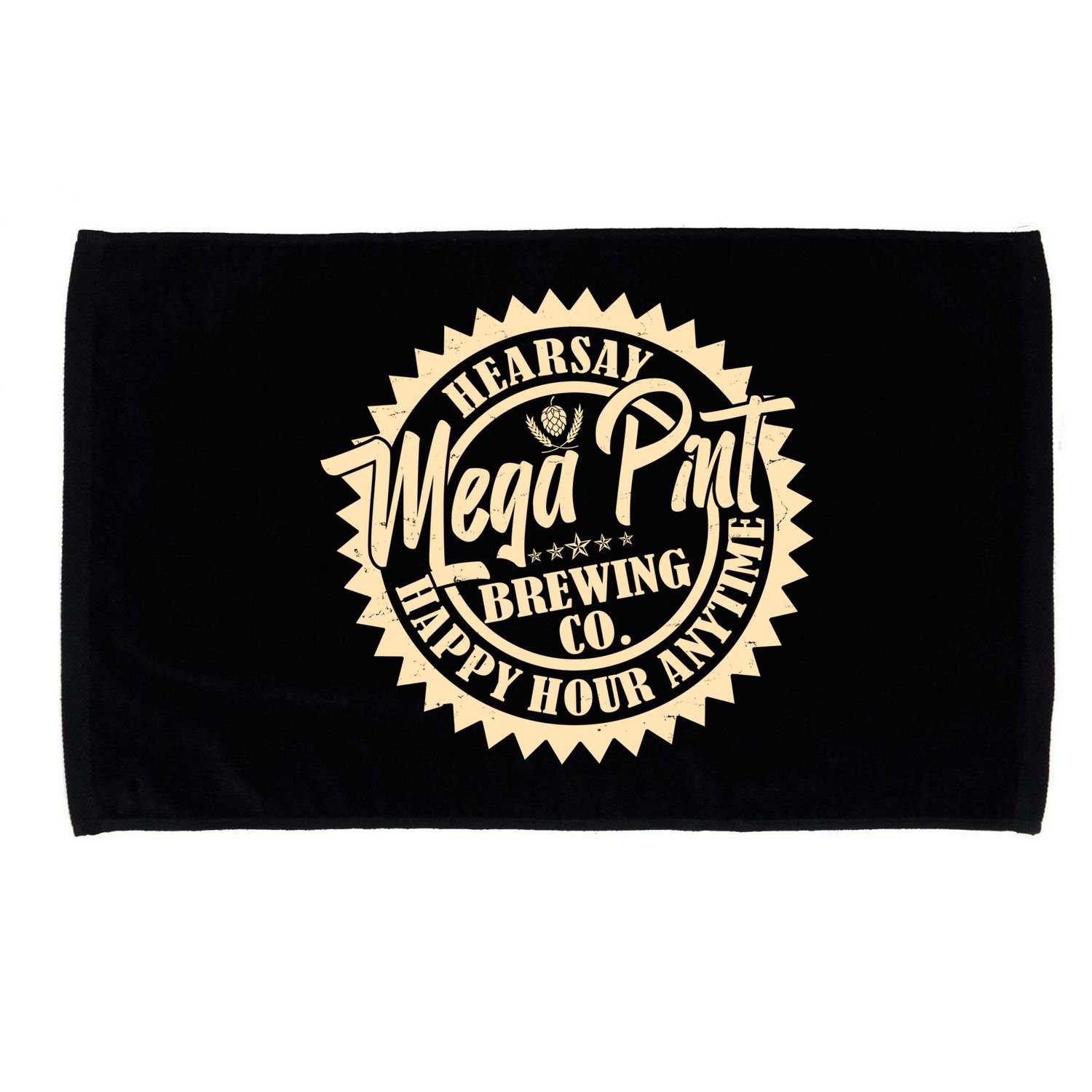 Vintage Hearsay Mega Pint Brewing Co Happy Hour Anytime Emblem Microfiber Hand Towel