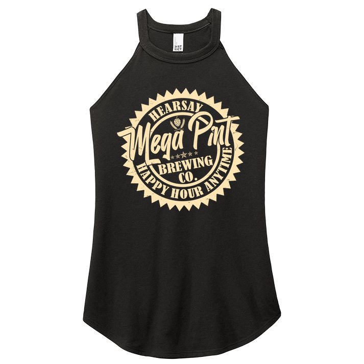 Vintage Hearsay Mega Pint Brewing Co Happy Hour Anytime Emblem Women's Perfect Tri Rocker Tank