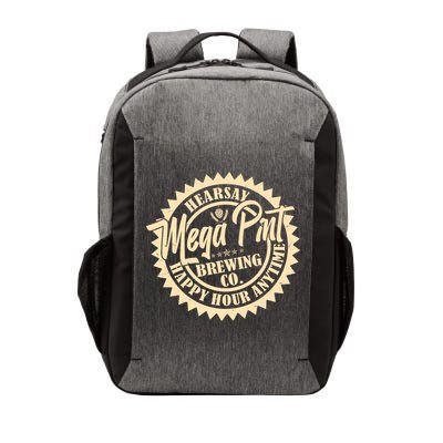 Vintage Hearsay Mega Pint Brewing Co Happy Hour Anytime Emblem Vector Backpack