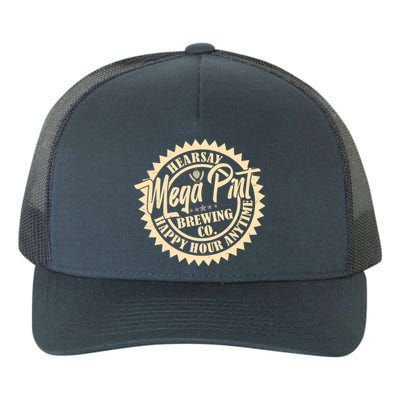 Vintage Hearsay Mega Pint Brewing Co Happy Hour Anytime Emblem Yupoong Adult 5-Panel Trucker Hat