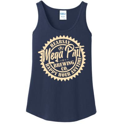 Vintage Hearsay Mega Pint Brewing Co Happy Hour Anytime Emblem Ladies Essential Tank