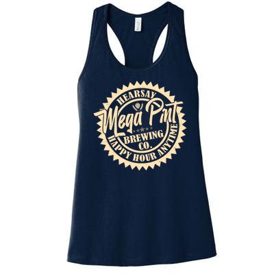 Vintage Hearsay Mega Pint Brewing Co Happy Hour Anytime Emblem Women's Racerback Tank