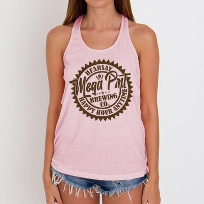 Vintage Hearsay Mega Pint Brewing Co Happy Hour Anytime Emblem Women's Knotted Racerback Tank