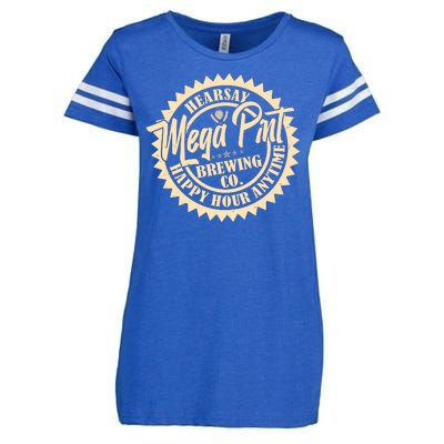 Vintage Hearsay Mega Pint Brewing Co Happy Hour Anytime Emblem Enza Ladies Jersey Football T-Shirt