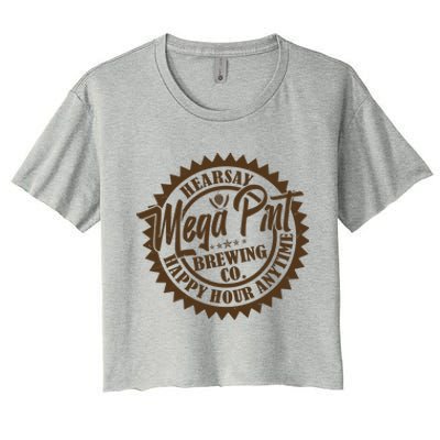 Vintage Hearsay Mega Pint Brewing Co Happy Hour Anytime Emblem Women's Crop Top Tee