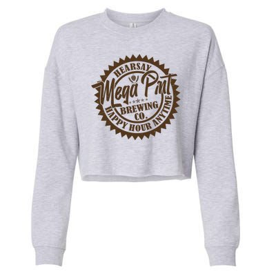 Vintage Hearsay Mega Pint Brewing Co Happy Hour Anytime Emblem Cropped Pullover Crew