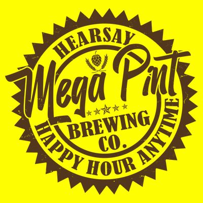 Vintage Hearsay Mega Pint Brewing Co Happy Hour Anytime Emblem T-Shirt