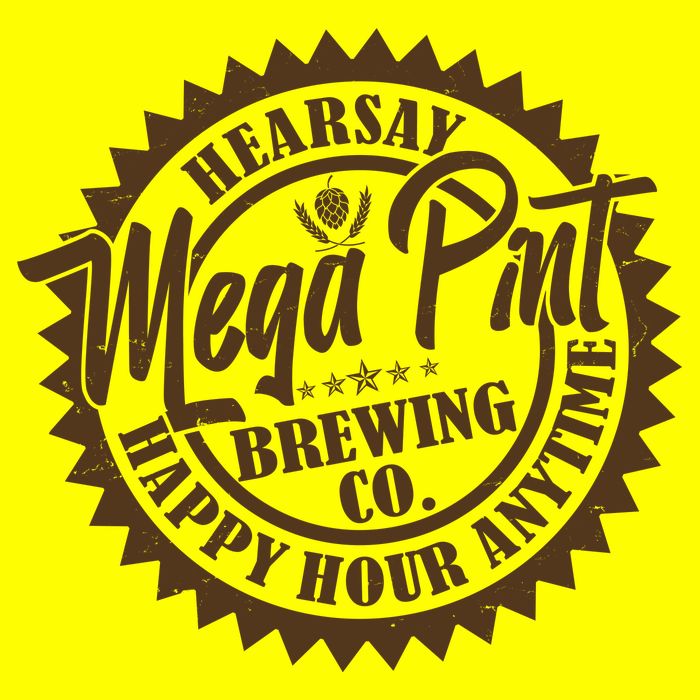 Vintage Hearsay Mega Pint Brewing Co Happy Hour Anytime Emblem Button