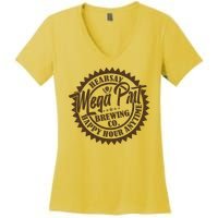 Vintage Hearsay Mega Pint Brewing Co Happy Hour Anytime Emblem Women's V-Neck T-Shirt