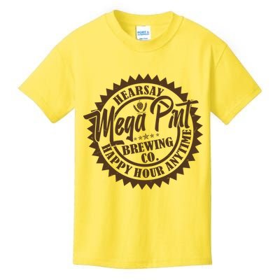 Vintage Hearsay Mega Pint Brewing Co Happy Hour Anytime Emblem Kids T-Shirt